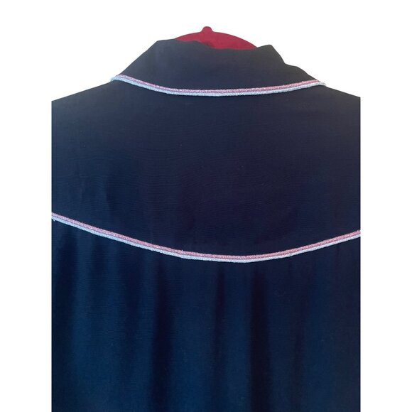 Maje Womens Shirt Size M Black Rhinestone Snap Button Front Western Metallic - Picture 11 of 16